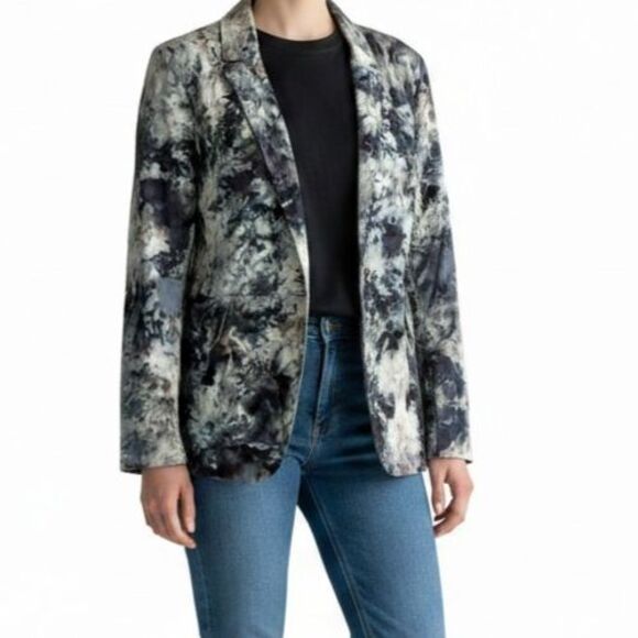 Eleven Stitch Design Jackets & Blazers - ELEVEN STITCH DESIGN Tie Dye Wrap Pocket Jacket Woman Small Blue Lagenlook USA